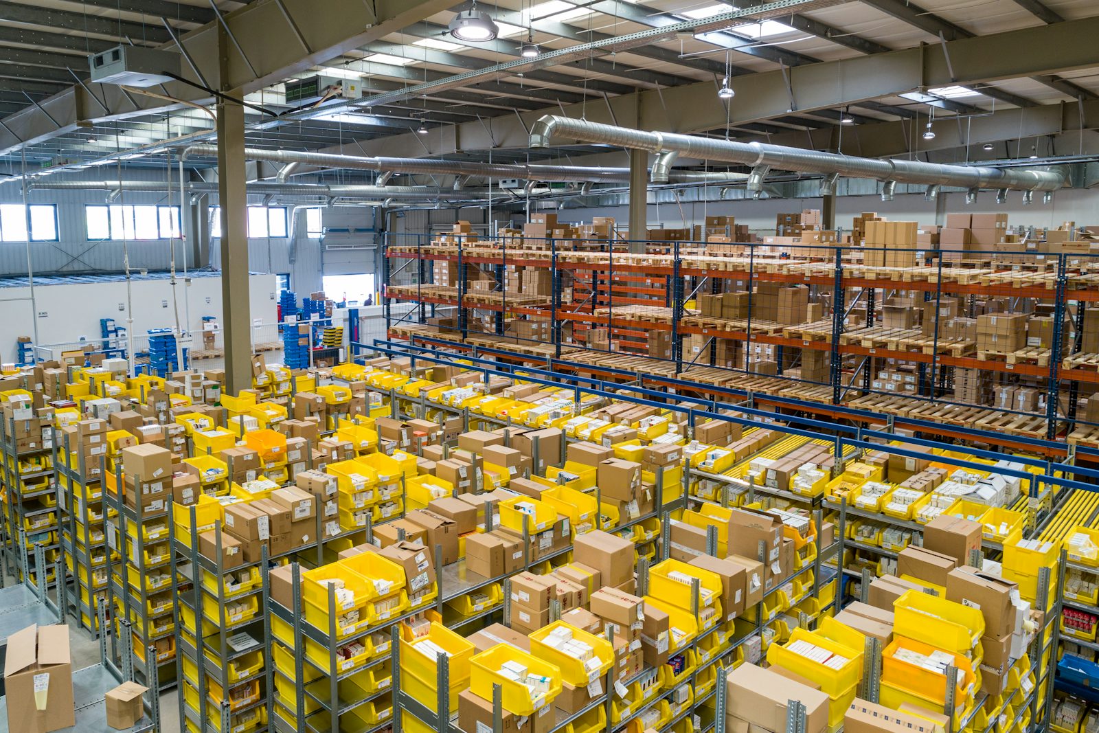 Warehouse with LED high bay lighting